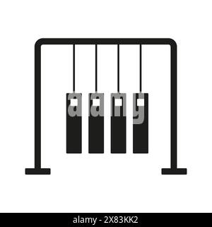 Icona della culla di Newton. Semplice illustrazione della fisica del vettore nero. Slancio ed energia. Illustrazione Vettoriale