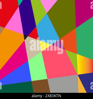 Vibrante astratto geometrico. Mosaico poligono multicolore. Design vettoriale colorato. Illustrazione Vettoriale