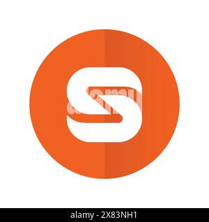 Design dell'icona con il logo della lettera S, icona arancione circolare, illustrazione vettoriale con design piatto Illustrazione Vettoriale