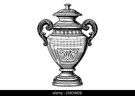 Set di antichi schizzi di inchiostro disegnati a mano per vasi. Illustrazione vettoriale incisa. Illustrazione Vettoriale