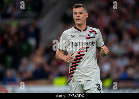 Dublino, Repubblica d'Irlanda. 22 maggio 2024. Granit Xhaka di Leverkusen durante la finale di UEFA Europa League 2024 tra Atalanta BC e Bayer 04 Leverkusen alla Dublin Arena di Dublino, Irlanda, il 22 maggio 2024 (foto di Andrew SURMA/ Credit: SIPA USA/Alamy Live News Foto Stock