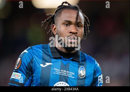 Dublino, Repubblica d'Irlanda. 23 maggio 2024. Ademola Lookman of Atalanta guarda durante la finale di UEFA Europa League 2024 tra Atalanta BC e Bayer 04 Leverkusen alla Dublin Arena di Dublino, Irlanda, il 22 maggio 2024 (foto di Andrew SURMA/ Credit: SIPA USA/Alamy Live News Foto Stock