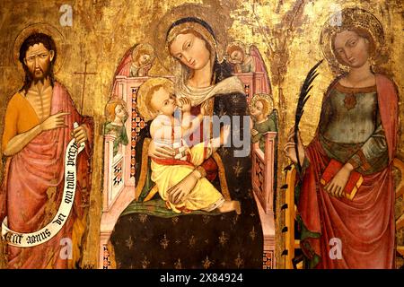 Madonna con il bambino e San Giovanni Battista e Santa Caterina d'Alessandria nel Museo Diocesano di Palermo in Sicilia Italia Foto Stock