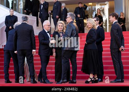 Cannes, Francia, 21 maggio 2024: Fabrice Luchini, Christophe Honore, chiara Mastroianni, Catherine Deneuve, Benjamin Biolay, Nicole Garcia e Melvil Foto Stock