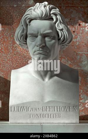 Busto di Ludwig van Beethoven, compositore, 1770-1827, Wallhalla, Donaustauf, alto Palatinato, Baviera, Germania Foto Stock