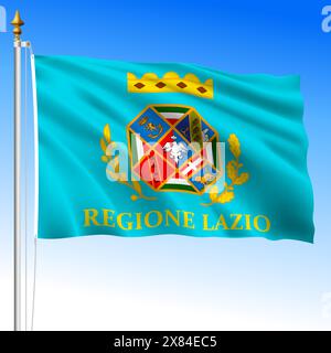 Lazio, bandiera ondeggiante della regione, regione Lazio, Repubblica d'Italia, illustrazione vettoriale Illustrazione Vettoriale