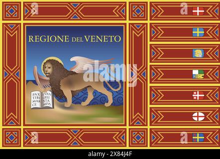 Bandiera regionale Veneto, regione Veneto, Italia, illustrazione vettoriale Illustrazione Vettoriale