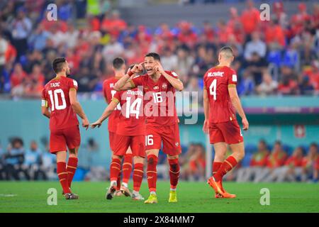 Stadio, Ras Abu Aboud, Doha. 2 dicembre 2022. Firo : calcio, Serbia -Svizzera 02.12.2022 Sasa Lukic di Serbia durante la partita Serbia vs Svizzera, corrispondente al gruppo G della Coppa del mondo FIFA Qatar 2022, allo stadio 974, Ras Abu Aboud, Doha, il 2 dicembre, 2022. credito: dpa/Alamy Live News Foto Stock