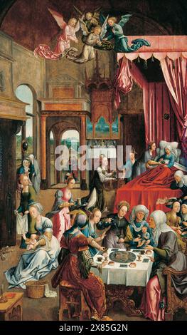 El nacimiento de la Virgen María Jacob Cornelisz van Oostsanen Foto Stock