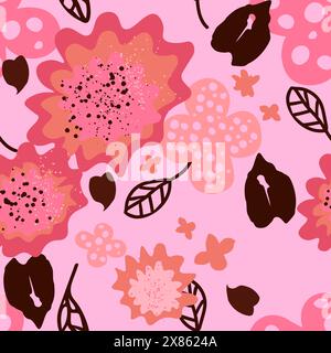 Design vettoriale floreale astratto rosa senza cuciture Illustrazione Vettoriale