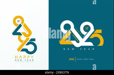 Design per l'anno nuovo 2025. Design unico e raro su uno sfondo elegante. Design per calendari, biglietti d'auguri e poster. Illustrazione Vettoriale