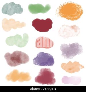 Set di elementi di design grunge disegnati a mano colorati. Disegna a mano le linee del pennello. Illustrazione Vettoriale