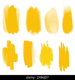 Set di elementi di design grunge disegnati a mano colorati. Disegna a mano le linee del pennello. Illustrazione Vettoriale