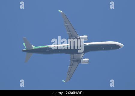 Chiangmai, Thailandia - novembre 25 2023: B-16217 Airbus A321 di EvaAir. Dall'aeroporto di Chiangmai a taipei Taiwan. Foto Stock
