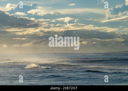 Surf e pesca al largo della costa a Apia Samoa, nel Pacifico meridionale. Foto Stock