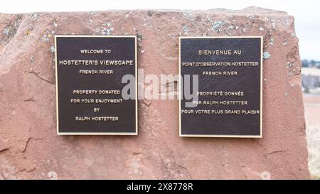 Benvenuti alla targa Hostetter's View Scape in Park Corner, Prince Edward Island, Canada Foto Stock