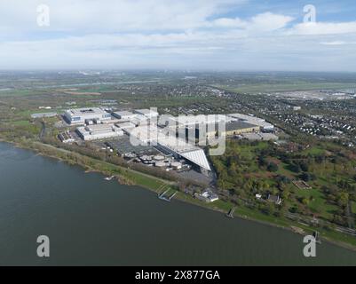 Vista aerea del centro conferenze di Dusseldorf, Germania. Foto Stock