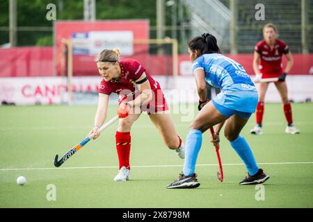 Anversa, Belgio. 23 maggio 2024. Pauline Leclef belga, in azione durante una partita di hockey tra la nazionale belga delle Panthers rosse e l'India, partita 6/16 nella fase a gironi della FIH Pro League femminile 2024, giovedì 23 maggio 2024, ad Anversa. BELGA PHOTO JASPER JACOBS credito: Belga News Agency/Alamy Live News Foto Stock