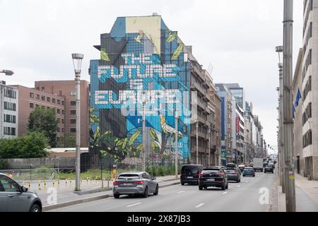 Il futuro è l'Europa murale di NovaDead in Rue de la Loi / Wetstraat nel quartiere europeo di Bruxelles, Belgio © Wojciech Strozyk / Alamy Stock Photo Foto Stock