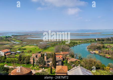 Italia, Veneto, Torcello, veduta aerea della laguna veneta in primavera Foto Stock