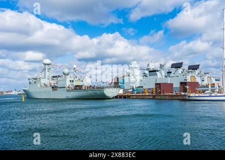 COPENAGHEN, DANIMARCA - 14 APRILE 2024: HDMS Thetis è una nave di pattuglia oceanica della classe Thetis appartenente alla Royal Danish Navy. La nave è stata in activ Foto Stock