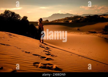 Somiglianti a un deserto, le dune di sabbia di Patara offrono un'esperienza indimenticabile sia con la sua vista che con l'antica città e la spiaggia intorno ad essa. Foto Stock