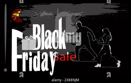 Prezzi neri del venerdì e grandi sconti Illustrazione Vettoriale