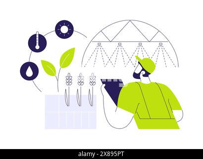 Illustrazione astratta del concetto di irrigazione a velocità variabile. Illustrazione Vettoriale