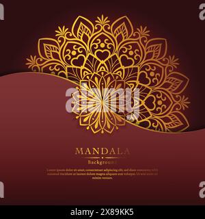 Elegante design mandala in colore oro per decorazioni, biglietti d'auguri, motivi di tessuto, inviti e altre stampe, sono disponibili anche contorni neri Illustrazione Vettoriale