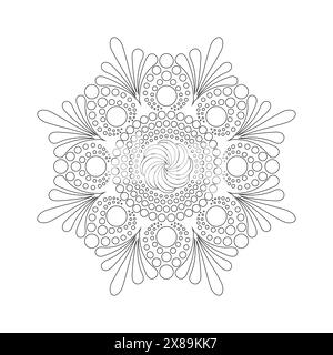 Mandala di pittura a punti in stile etnico indiano astratto, disegno geometrico in pizzo per decorazioni, tessuto, pettern di abbigliamento, biglietti di auguri, inviti Illustrazione Vettoriale