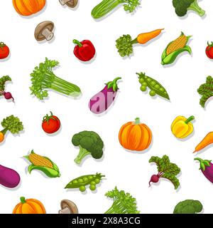 Stampa di motivi senza cuciture su sfondo di verdure Illustrazione Vettoriale