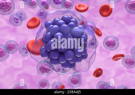 Linfoma diffuso a grandi cellule B (DLBCL) - Vista ravvicinata illustrazione 3d. Foto Stock