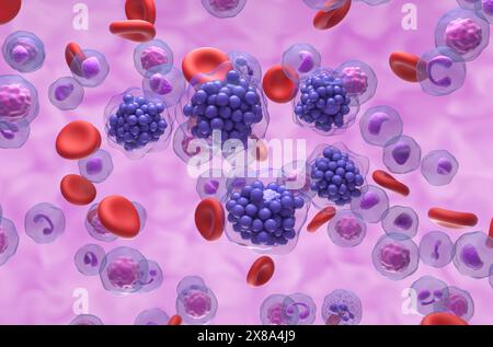 Linfoma diffuso a grandi cellule B (DLBCL) - Vista isometrica illustrazione 3d. Foto Stock