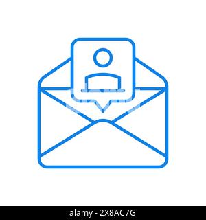 Lettera online con icona di ripresa della linea vettoriale. Corrispondenza informativa con caratteristiche di carattere specialistico. Messaggio di reclutamento sul Web qualificato Illustrazione Vettoriale