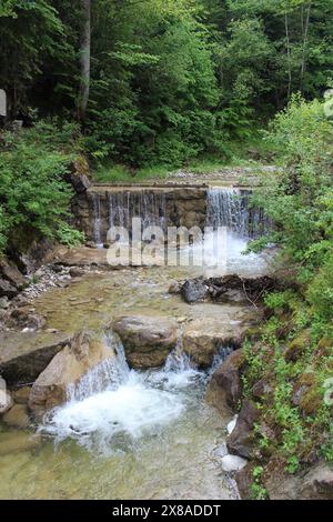 Splendide cascate fluenti della gola di Schleifmühlenklamm Foto Stock