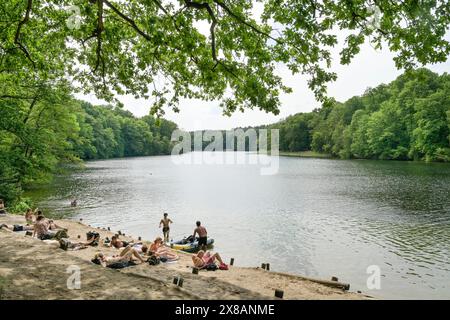 Zona balneare, Krumme Lanke, Zehlendorf, Steglitz-Zehlendorf, Berlino, GERMANIA +++ NESSUNA VERSIONE DEL MODELLO Foto Stock