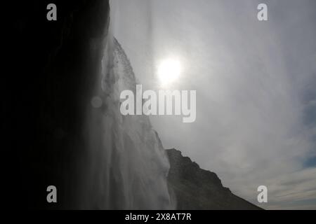 Islanda - 2024 05 01, immagine del paesaggio sull'Islanda, cascata a Seljalandsfoss Foto Stock