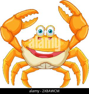 Granchio sorridente con artigli rialzati e occhi grandi Illustrazione Vettoriale