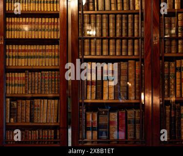 Vecchi libri nelle librerie Foto Stock