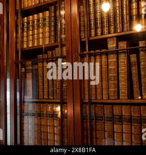 Vecchi libri nelle librerie Foto Stock