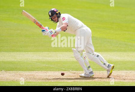 Ollie Pope di Surrey batte durante il primo giorno del Vitality County Championship match all'Utilita Bowl di Southampton. Data foto: Venerdì 24 maggio 2024. Foto Stock