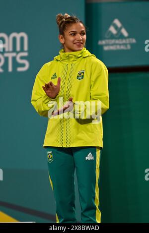 Santiago, Cile, 28 ottobre 2023, Larissa Pimenta (BRA), medaglia d'oro durante il Judo - donne 52 kg Giochi panamericani Foto Stock