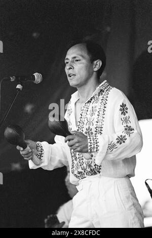 JAH WOBBLE, PYRAMID STAGE, GLASTONBURY 94: A Singer with Jah Wobble & The Invaders of the Heart si esibiscono al Pyramid Stage al Glastonbury Festival, Pilton, Somerset, Inghilterra, Regno Unito il 25 giugno 1994. Foto: ROB WATKINS. INFO: Jah Wardle, nato John Wardle, è un influente bassista e compositore inglese. Figura chiave nel post-punk, ha co-fondato Public Image Ltd. Il suo lavoro solista fonde dub, World Music ed electronica, mostrando i suoi contributi innovativi e versatili al panorama musicale. Foto Stock