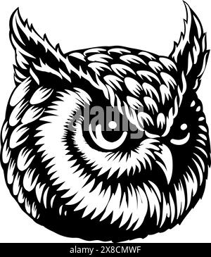 Illustrazione dell'uccello della mascotte Owl Face Head Illustrazione Vettoriale