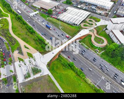 Veduta aerea del ponte Sighthill sulla M8 a Glasagow Foto Stock