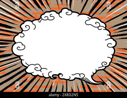 Linee concentrate sullo sfondo pop con bolle vocali ukiyo-e touch Illustrazione Vettoriale