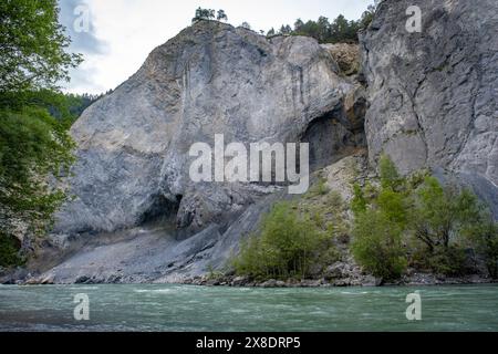 Guida attraverso le Alpi lungo il Rheinschlucht Foto Stock