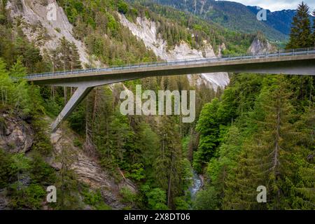 Vista sul Versamer Tobelbruecke lungo il Rheinschlucht Foto Stock