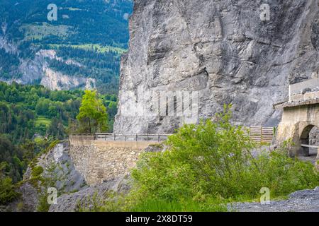 Guida attraverso le Alpi lungo il Rheinschlucht Foto Stock