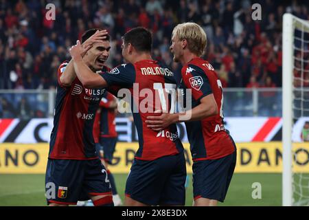 Genova, Italia. 24 maggio 2024. 24/05/2024 serie A, Stadio Luigi Ferraris, Genova, Genova - Bologna, nella foto: ExultationGenoa durante Genova CFC vs Bologna FC, partita di calcio italiano di serie A A Genova, Italia, 24 maggio 2024 crediti: Agenzia fotografica indipendente/Alamy Live News Foto Stock